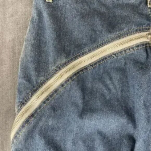 Mijko Zipper Jeans Mens 2XL Blue Gradient Baggy Denim Y2K Statement Streetwear - Picture 8 of 13